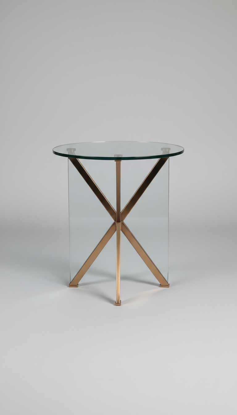 Glass Accent Side Table Round